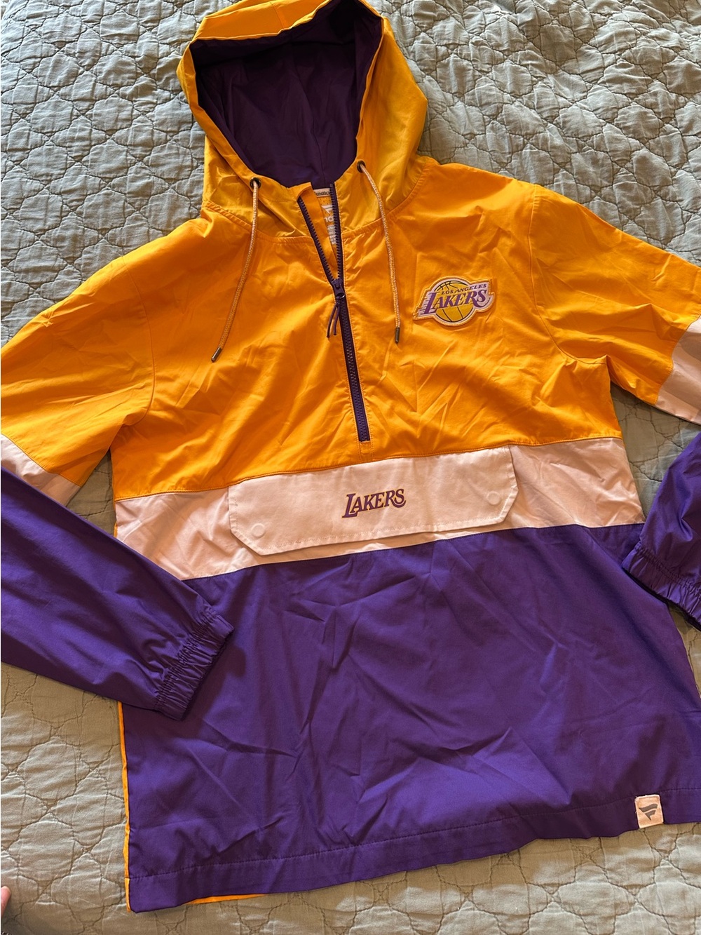 Fanatics Los Angeles Lakers Gold, Purple & White Hooded Windbreaker